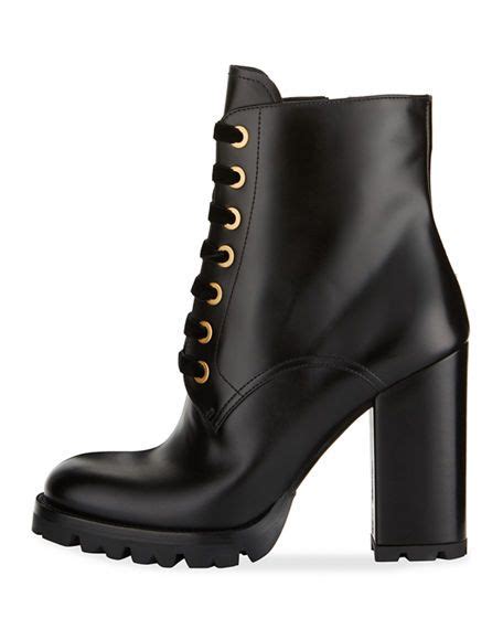 prada vitello leather lace up bootie|Prada Vitello Leather Lace.